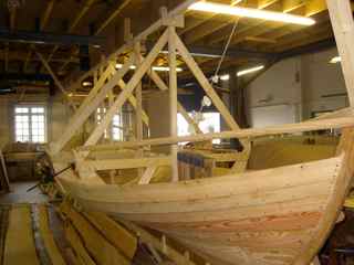 Wooden boat in construction